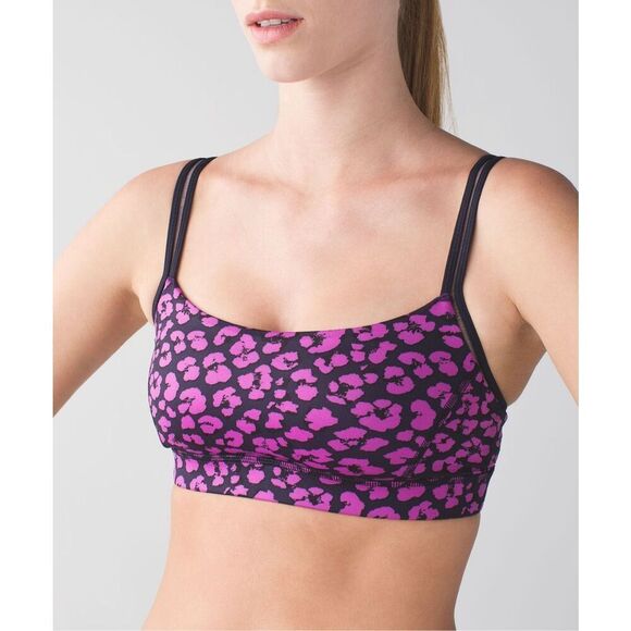 Lululemon Free To Be Wild Bra Pink Black Leopard Print Size 6 - Picture 1 of 7